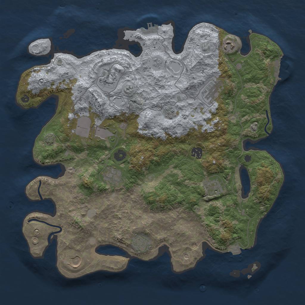 Rust Map: Procedural Map, Size: 3900, Seed: 3928420, 18 Monuments
