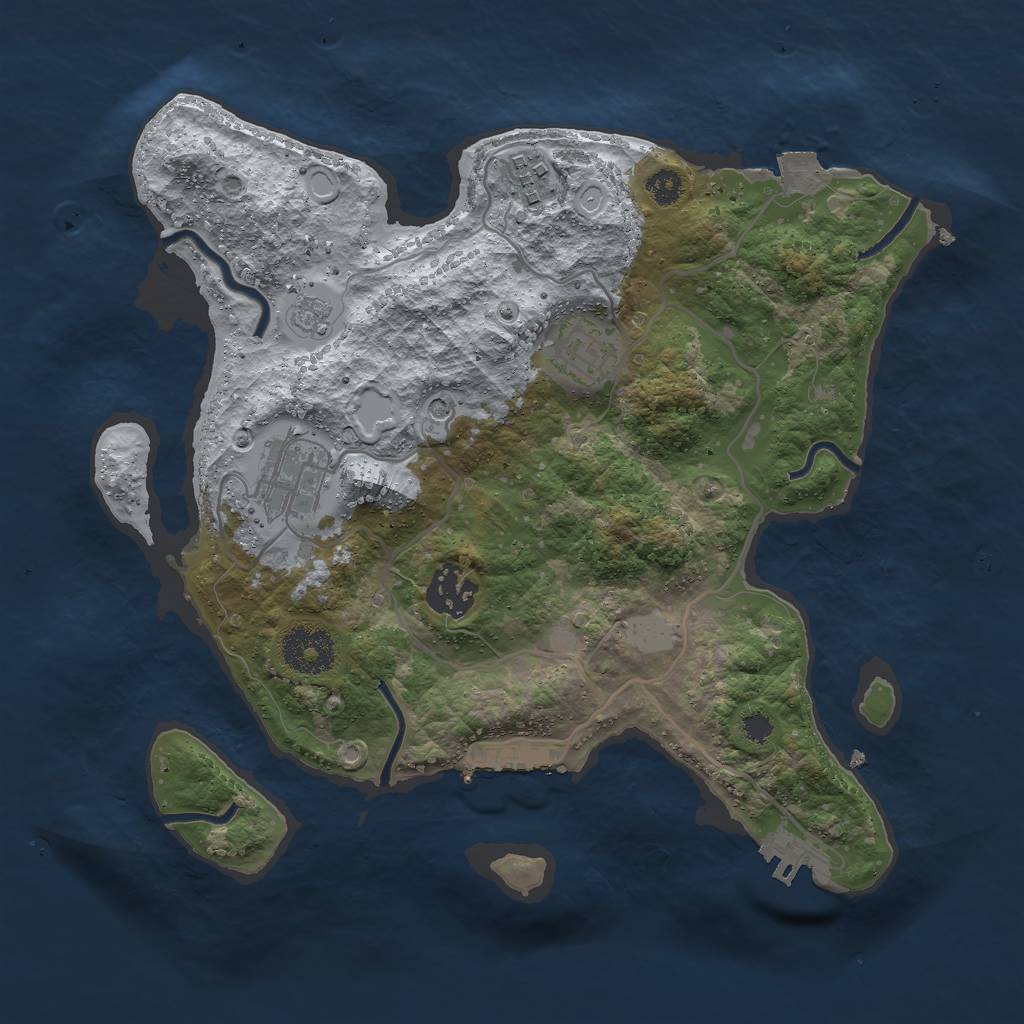 Rust Map: Procedural Map, Size: 3000, Seed: 575780973, 11 Monuments
