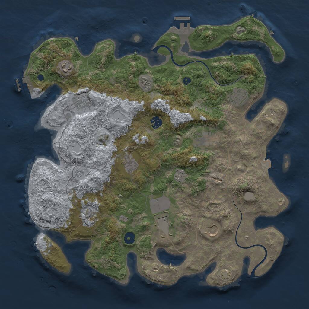 Rust Map: Procedural Map, Size: 3950, Seed: 48467670, 16 Monuments