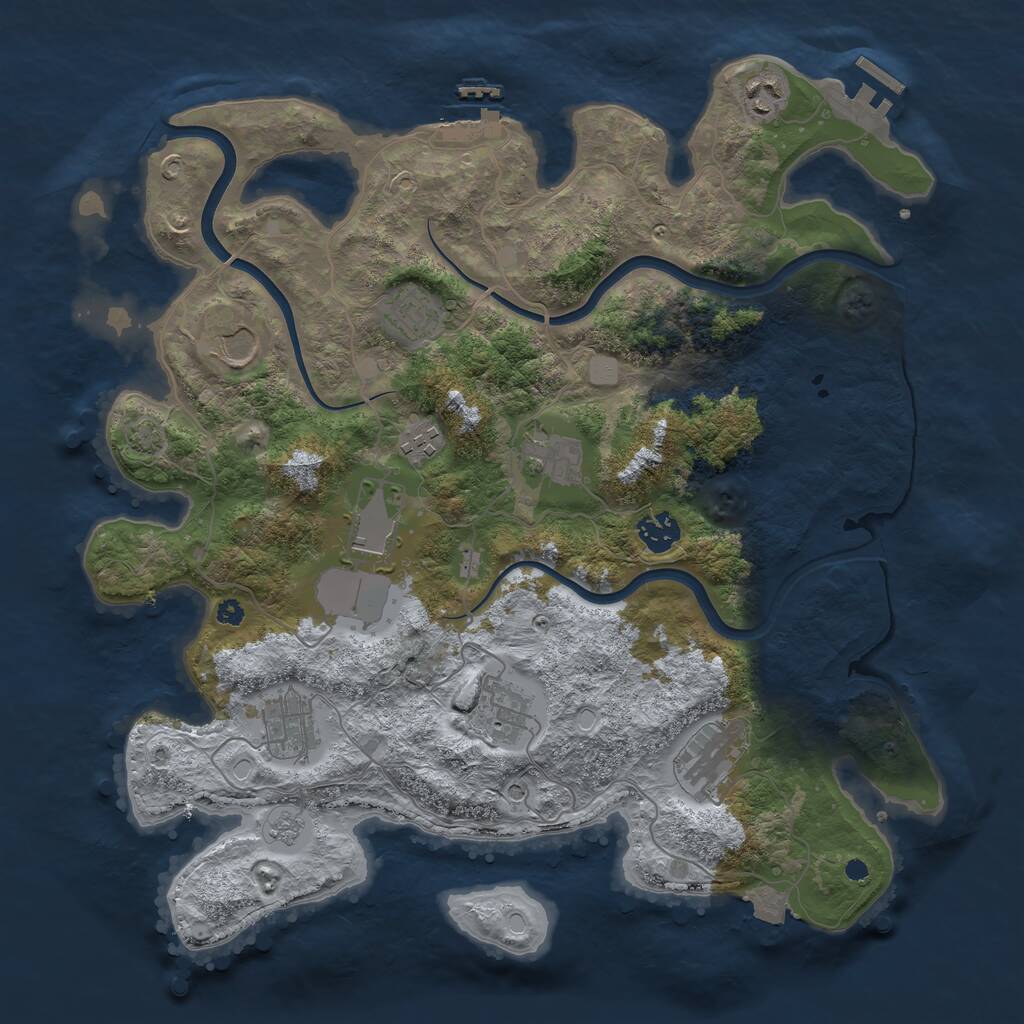 Rust Map: Procedural Map, Size: 3800, Seed: 62996374, 16 Monuments