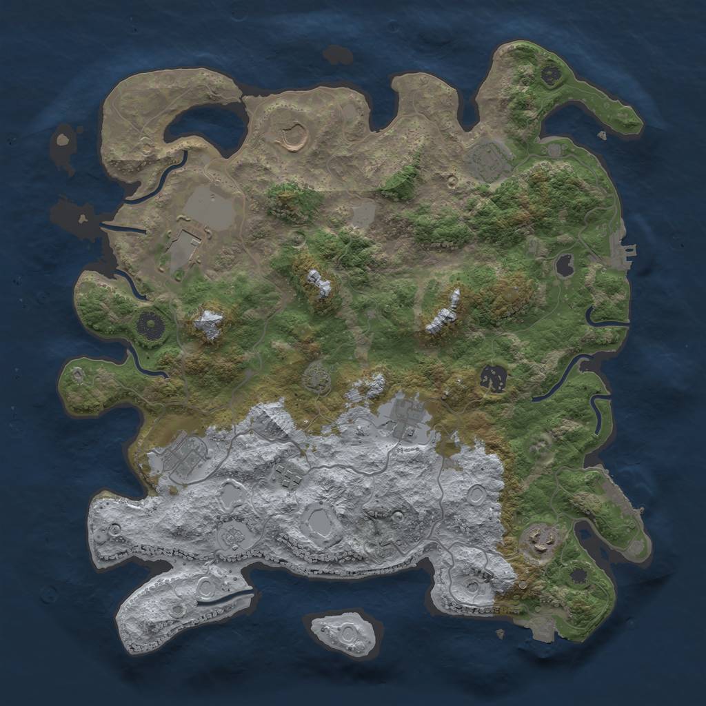 Rust Map: Procedural Map, Size: 3800, Seed: 62996374, 16 Monuments