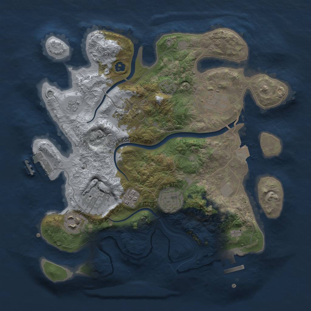Rust Map: Procedural Map, Size: 3000, Seed: 715849, 11 Monuments