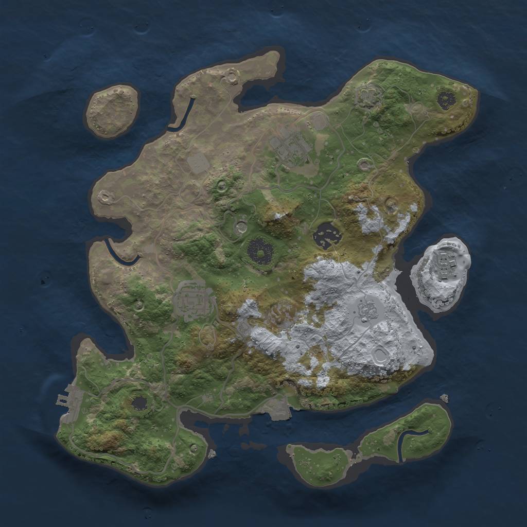 Rust Map: Procedural Map, Size: 3000, Seed: 598789341, 11 Monuments