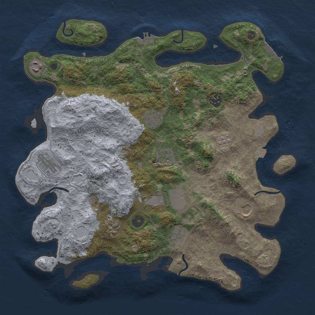 Rust Map: Procedural Map, Size: 3850, Seed: 8081423, 18 Monuments