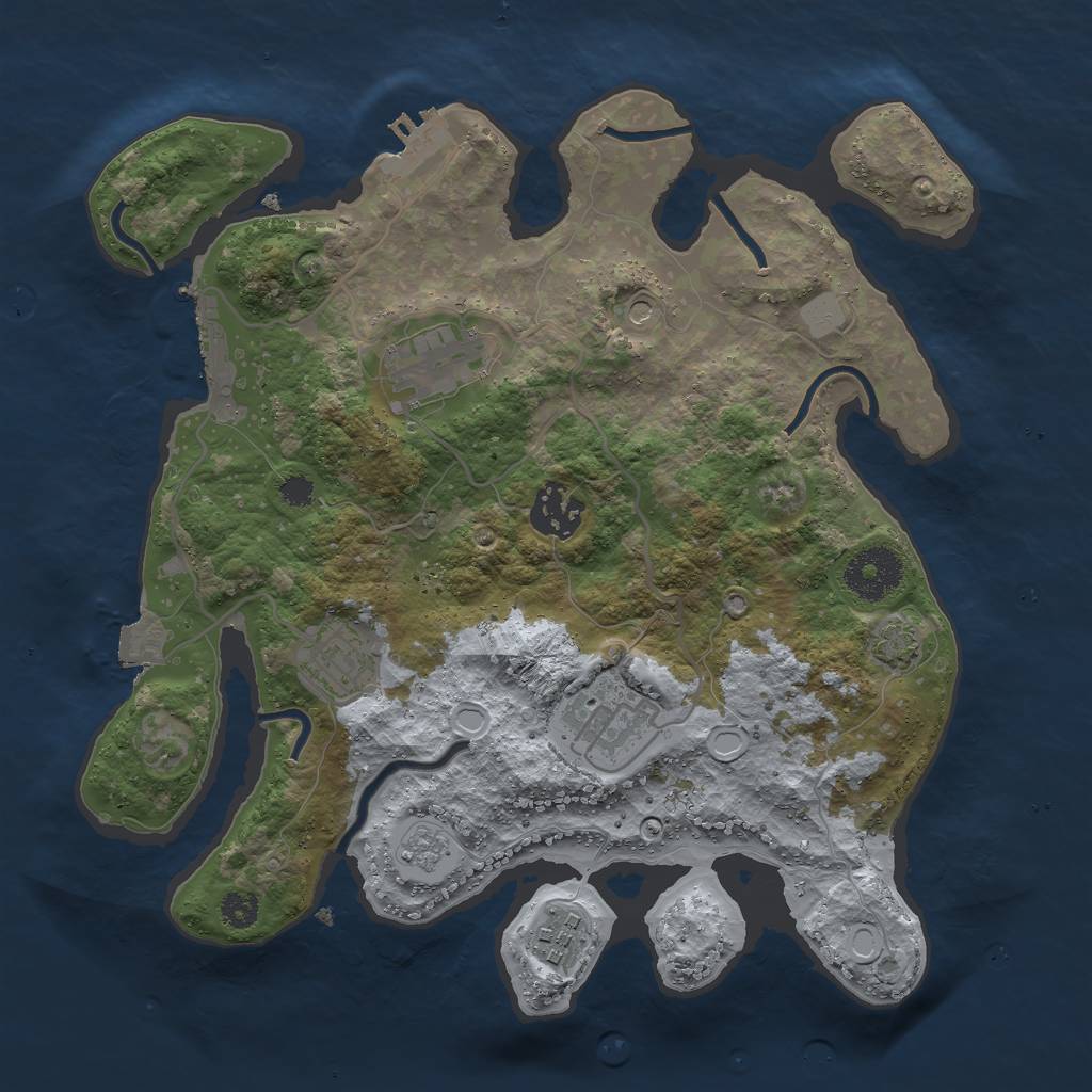 Rust Map: Procedural Map, Size: 3000, Seed: 229694021, 13 Monuments