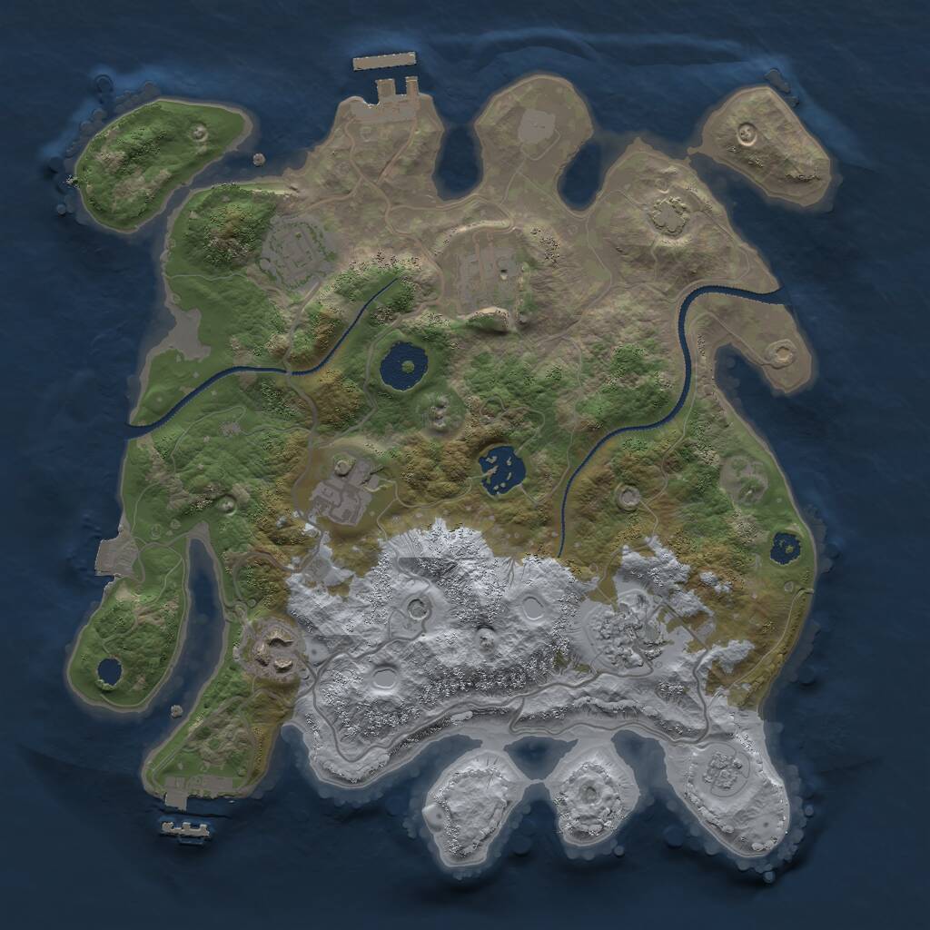 Rust Map: Procedural Map, Size: 3000, Seed: 229694021, 12 Monuments