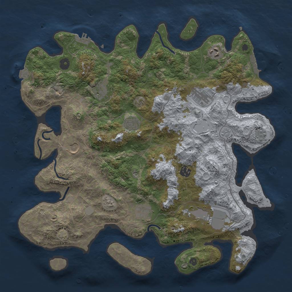 Rust Map: Procedural Map, Size: 4000, Seed: 135092654, 17 Monuments