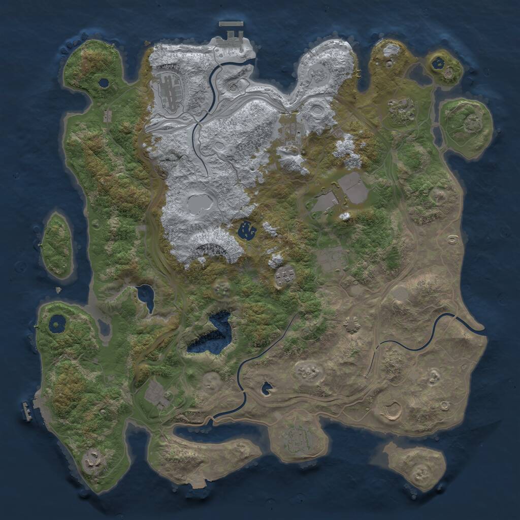 Rust Map: Procedural Map, Size: 4300, Seed: 41354741, 17 Monuments