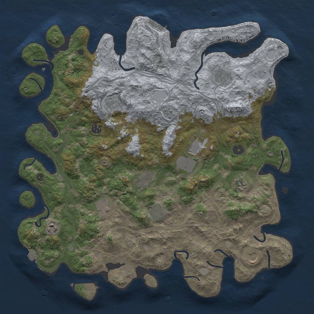 Rust Map: Procedural Map, Size: 4400, Seed: 680639, 18 Monuments