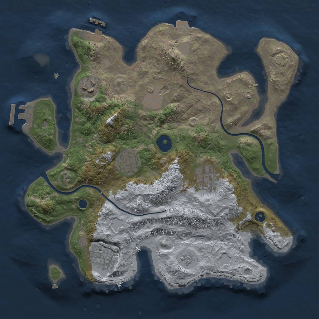 Rust Map: Procedural Map, Size: 3000, Seed: 27265, 10 Monuments