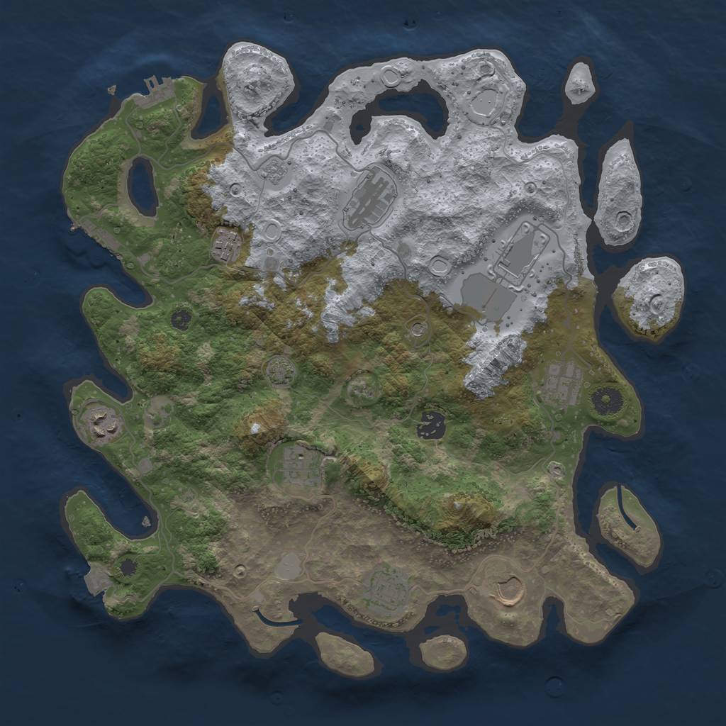 Rust Map: Procedural Map, Size: 3700, Seed: 21400044, 17 Monuments