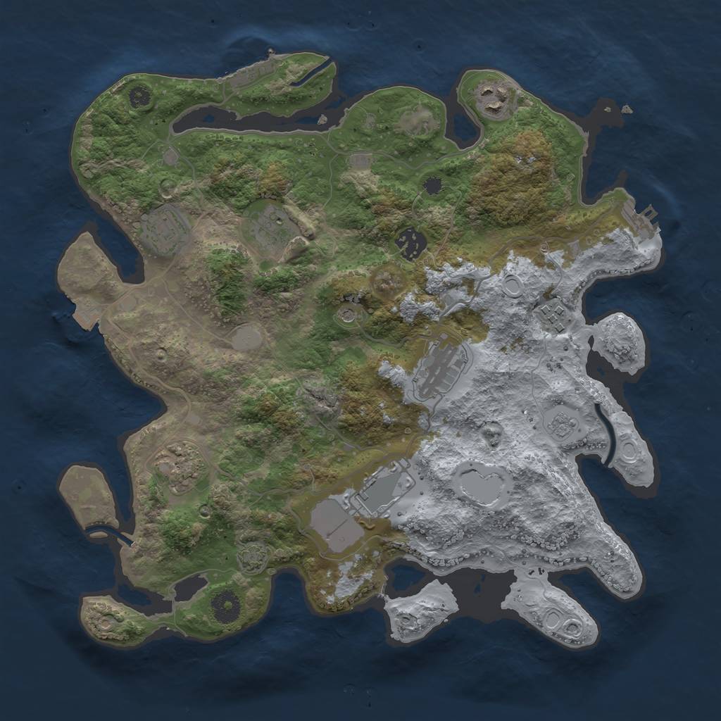 Rust Map: Procedural Map, Size: 3500, Seed: 283269232, 16 Monuments
