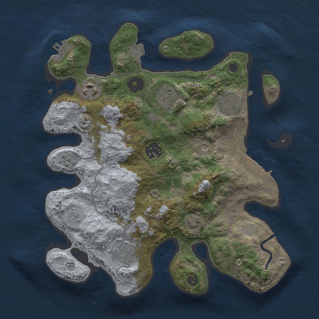 Rust Map: Procedural Map, Size: 3000, Seed: 123441, 14 Monuments