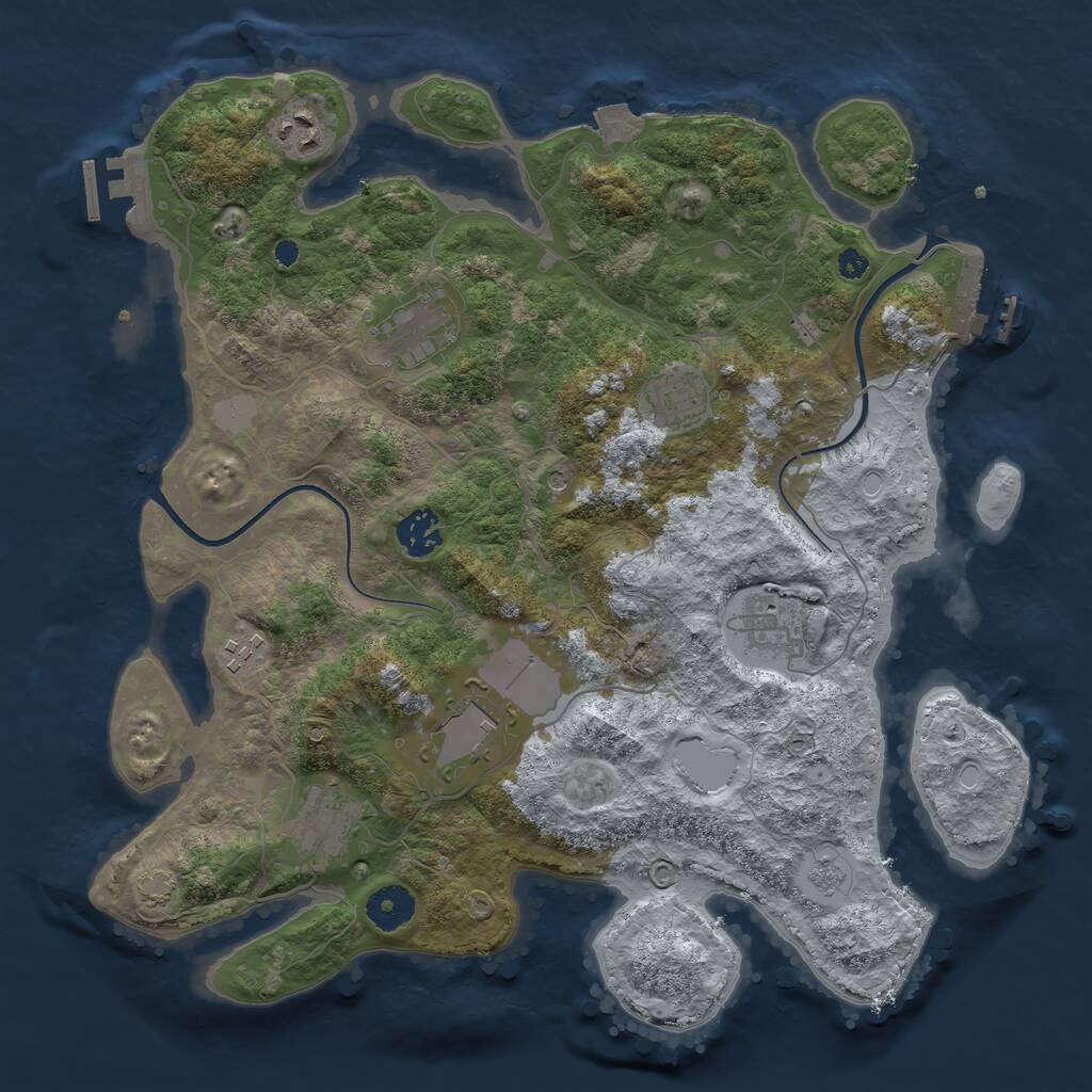 Rust Map: Procedural Map, Size: 3600, Seed: 18746095, 14 Monuments