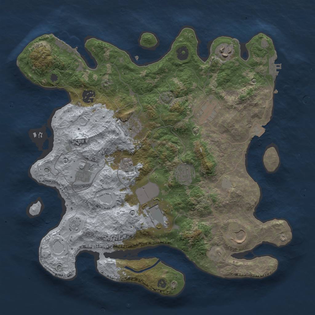 Rust Map: Procedural Map, Size: 3550, Seed: 36069231, 17 Monuments