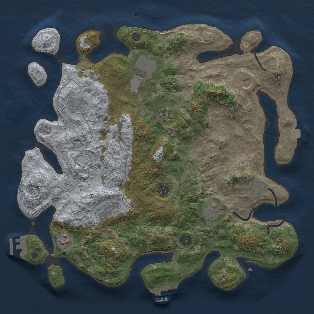 Rust Map: Procedural Map, Size: 4000, Seed: 69521811, 18 Monuments