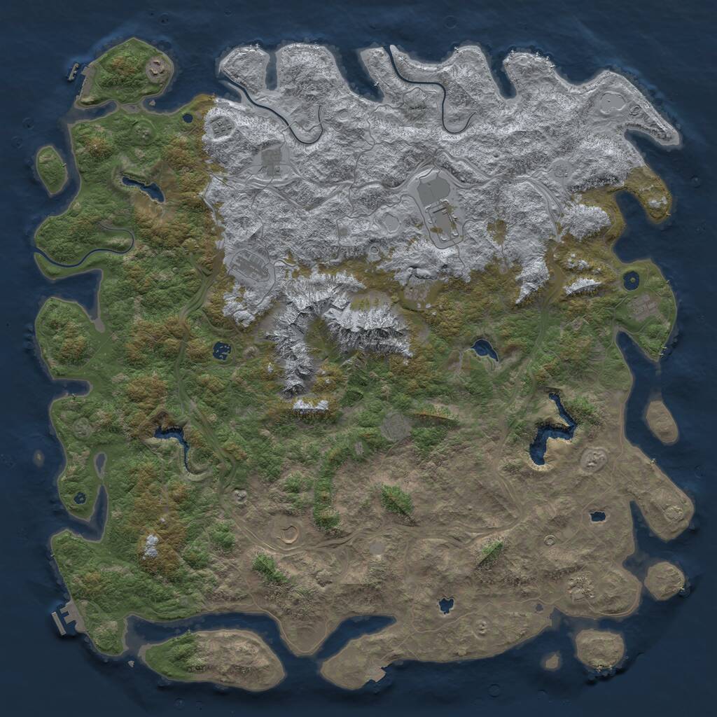 Rust Map: Procedural Map, Size: 6000, Seed: 21431571, 17 Monuments