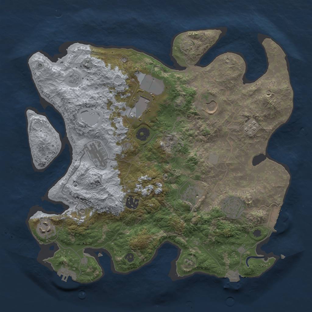 Rust Map: Procedural Map, Size: 3500, Seed: 4820172, 16 Monuments