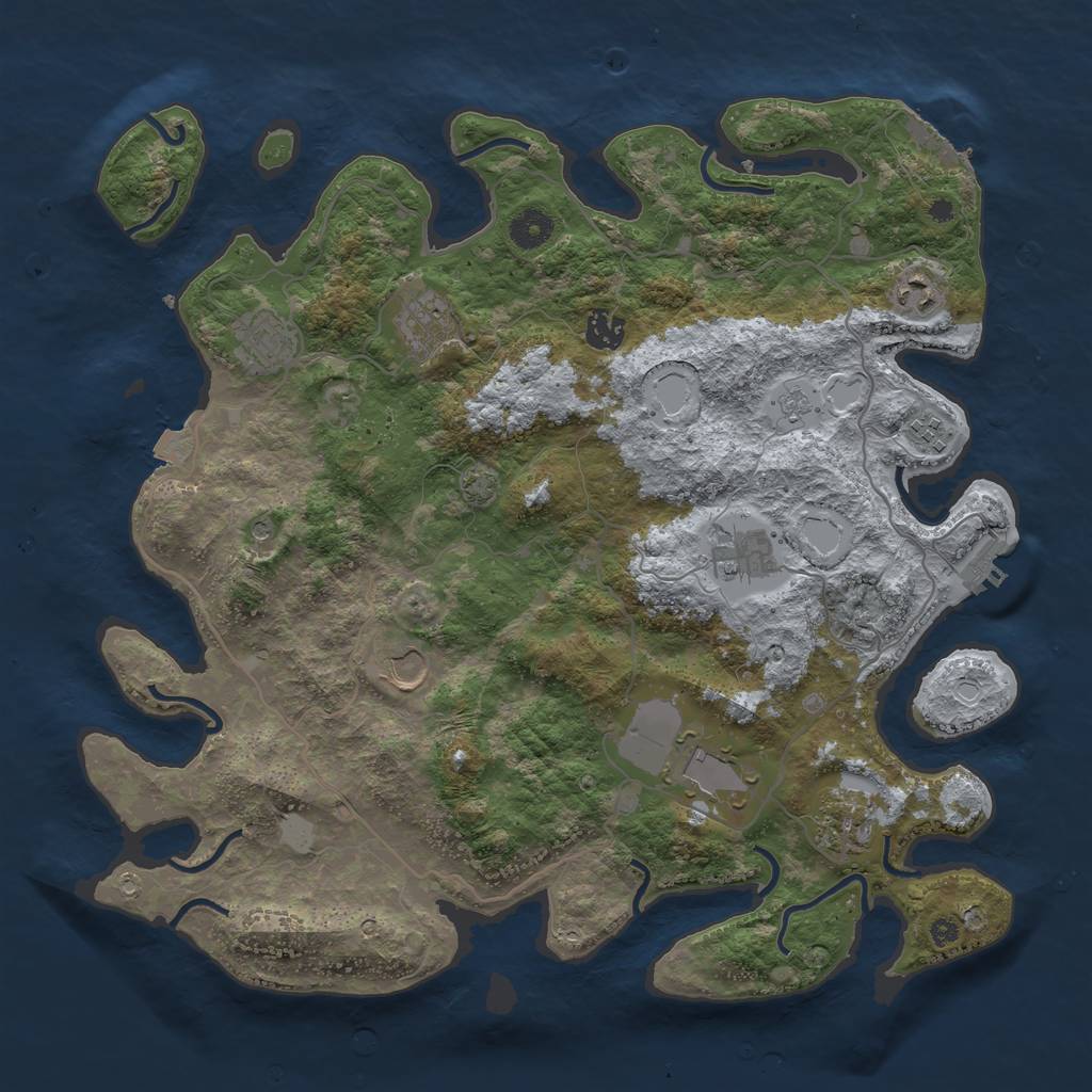 Rust Map: Procedural Map, Size: 4000, Seed: 588915945, 17 Monuments