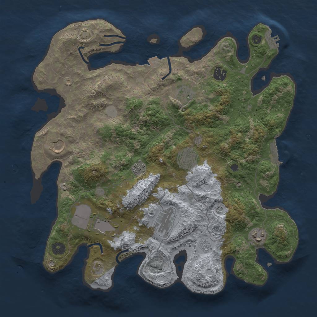 Rust Map: Procedural Map, Size: 3550, Seed: 22540159, 16 Monuments