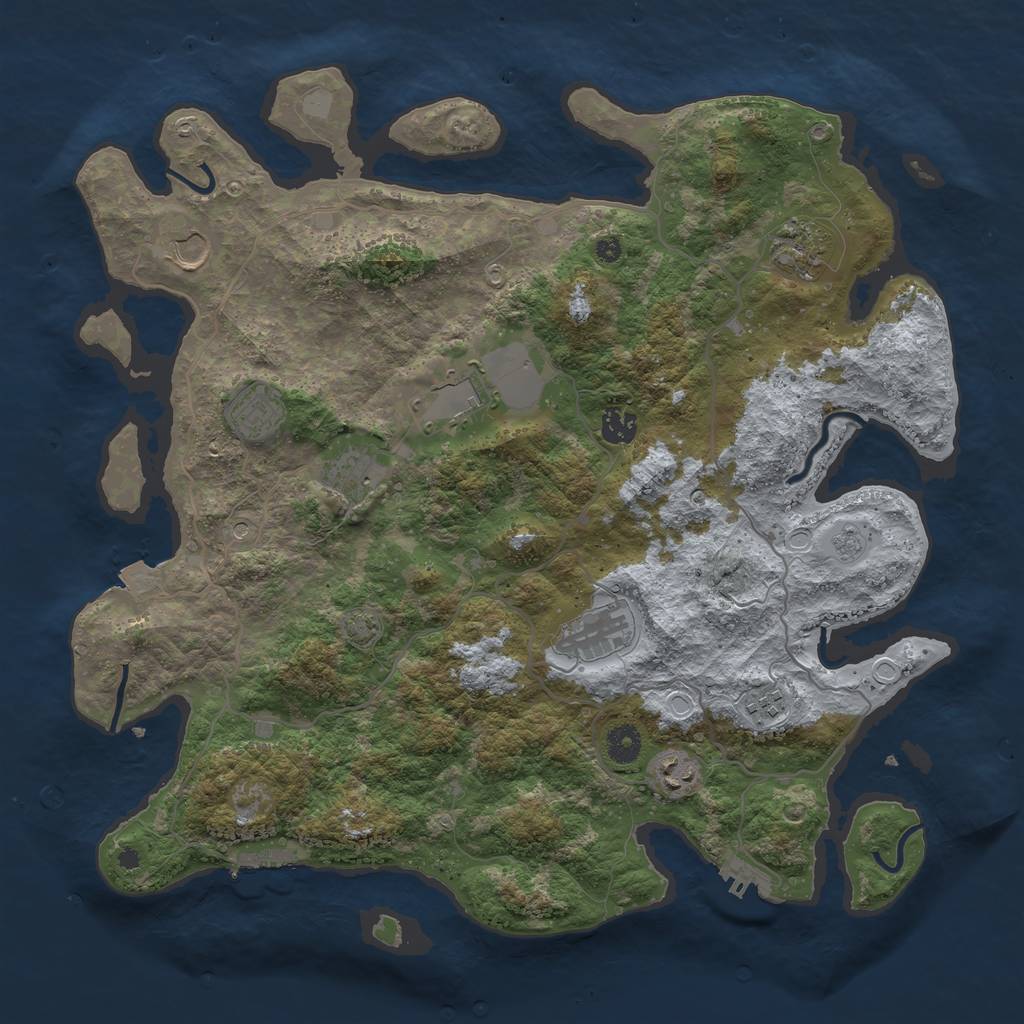 Rust Map: Procedural Map, Size: 4100, Seed: 16527916, 17 Monuments