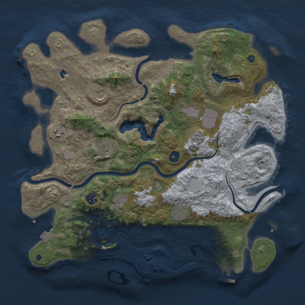 Rust Map: Procedural Map, Size: 4100, Seed: 16527916, 13 Monuments