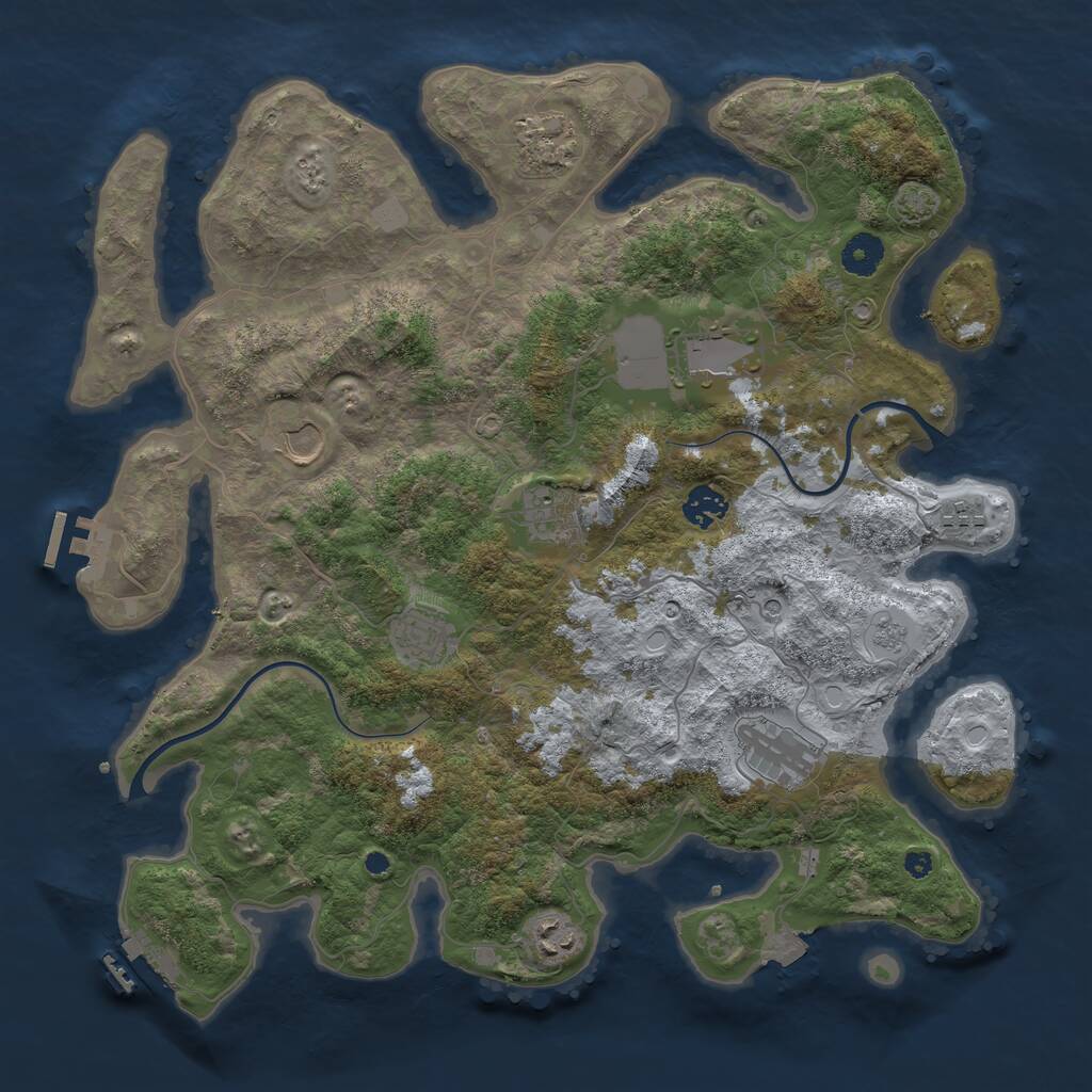 Rust Map: Procedural Map, Size: 3900, Seed: 48020221, 15 Monuments