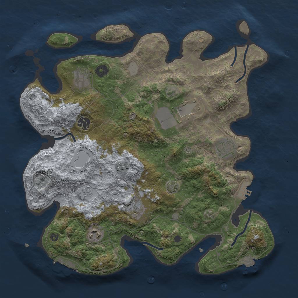Rust Map: Procedural Map, Size: 3550, Seed: 77378557, 15 Monuments