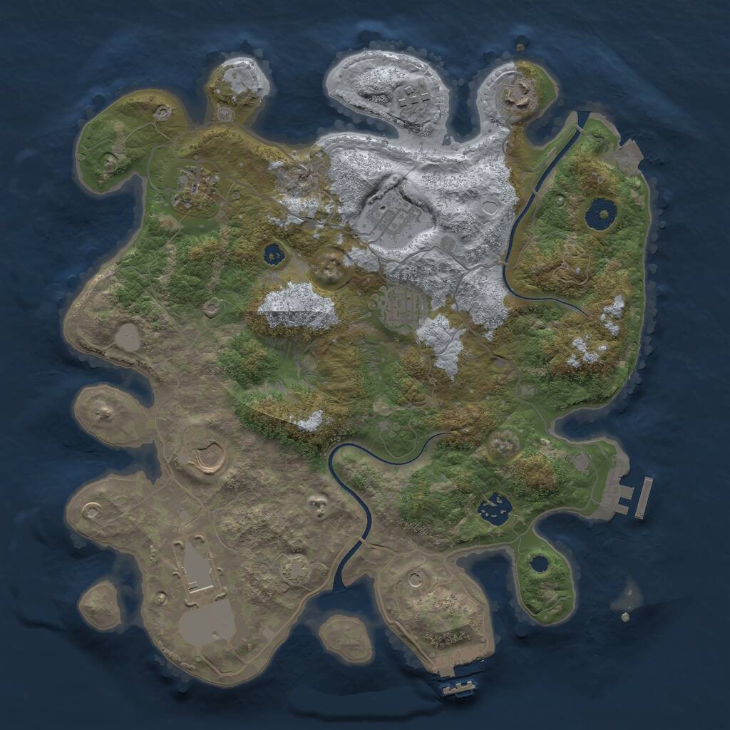 Rust Map: Procedural Map, Size: 3500, Seed: 1610667674, 13 Monuments