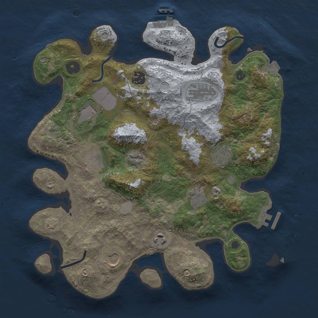 Rust Map: Procedural Map, Size: 3500, Seed: 1610667674, 15 Monuments