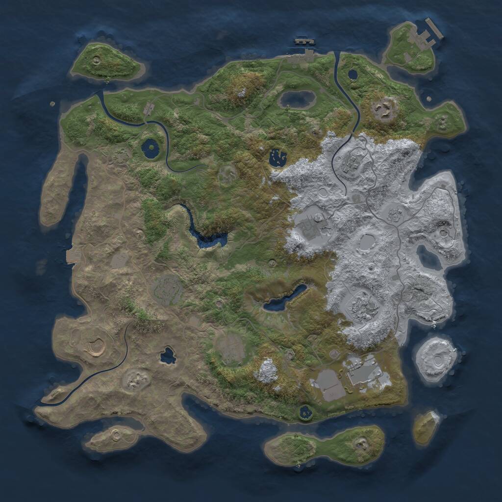 Rust Map: Procedural Map, Size: 4100, Seed: 27206612, 15 Monuments