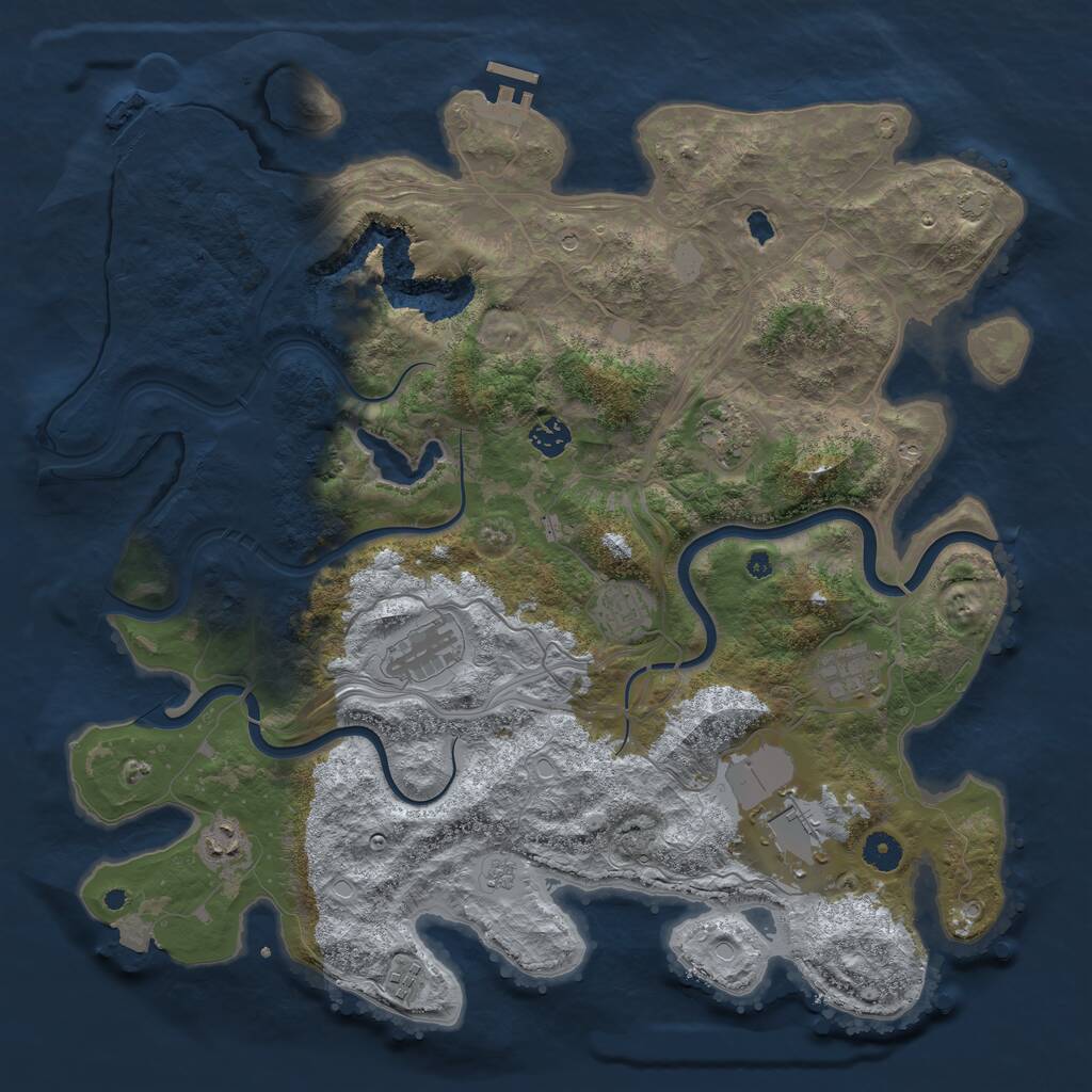 Rust Map: Procedural Map, Size: 4250, Seed: 493251906, 14 Monuments