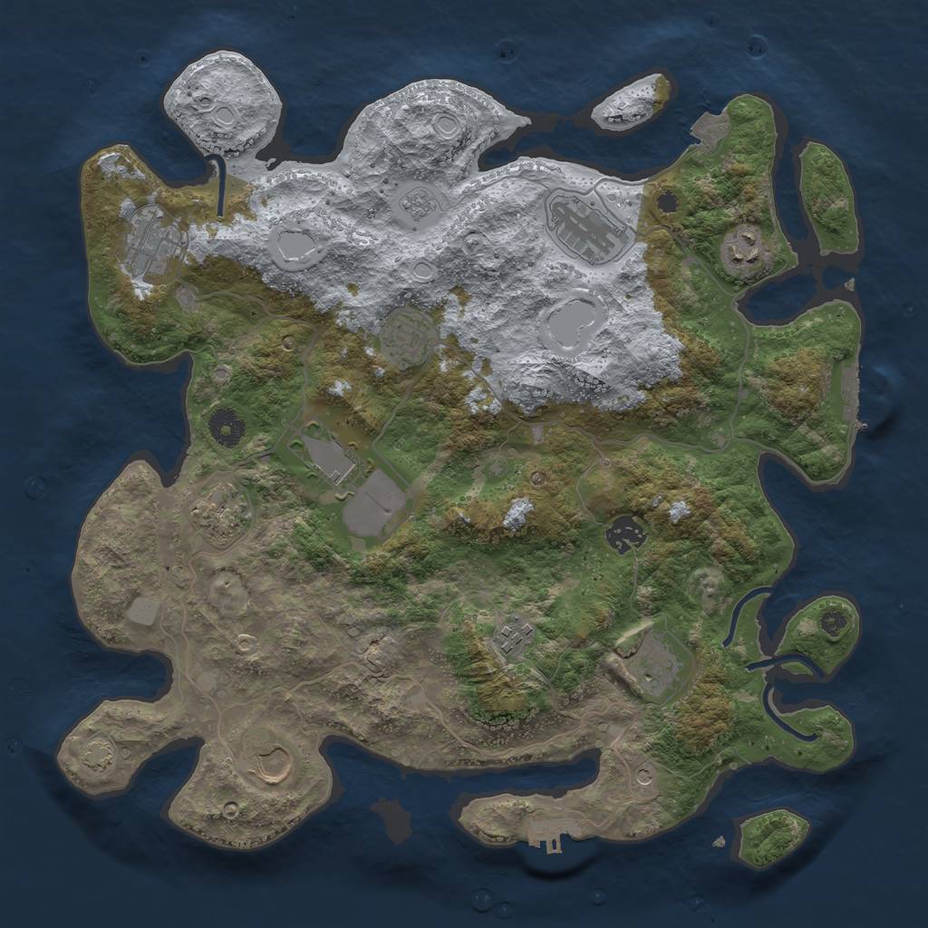 Rust Map: Procedural Map, Size: 3800, Seed: 74091906, 18 Monuments