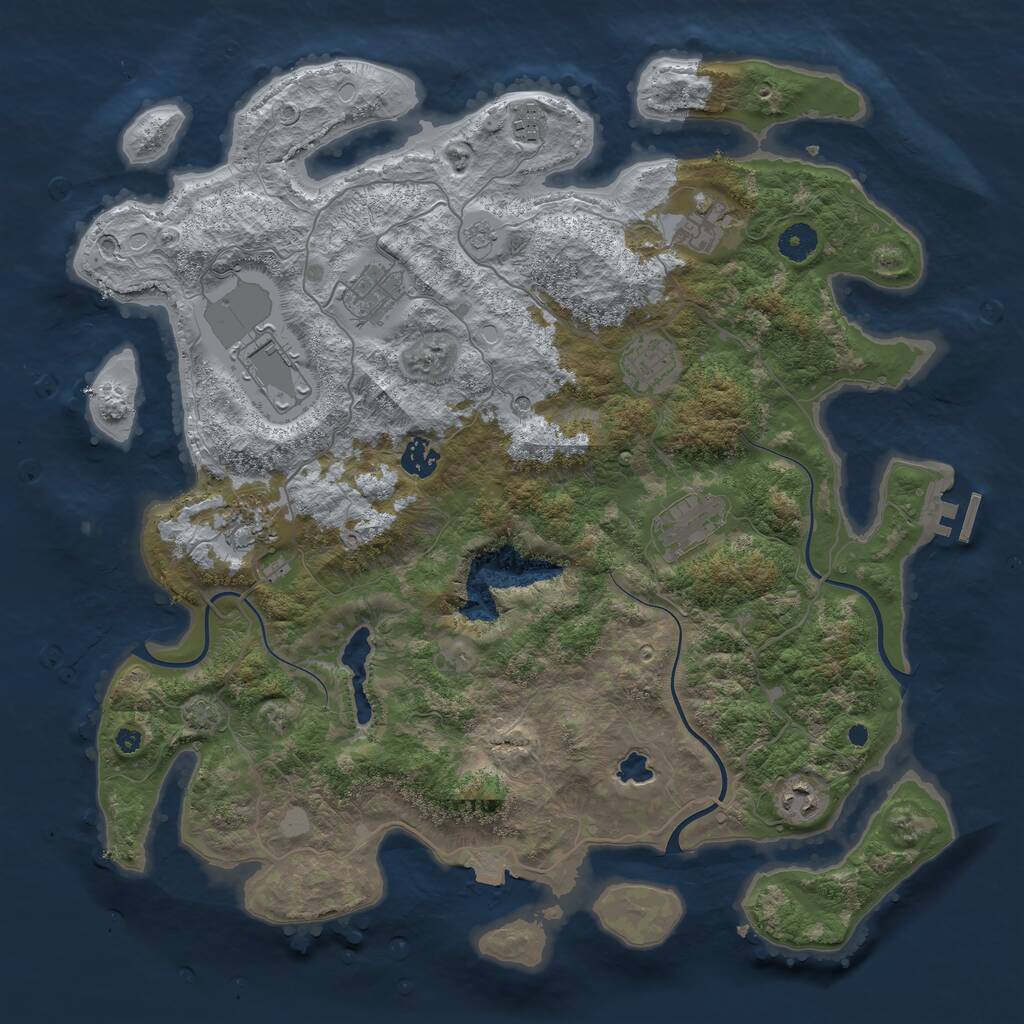 Rust Map: Procedural Map, Size: 4100, Seed: 831098198, 14 Monuments