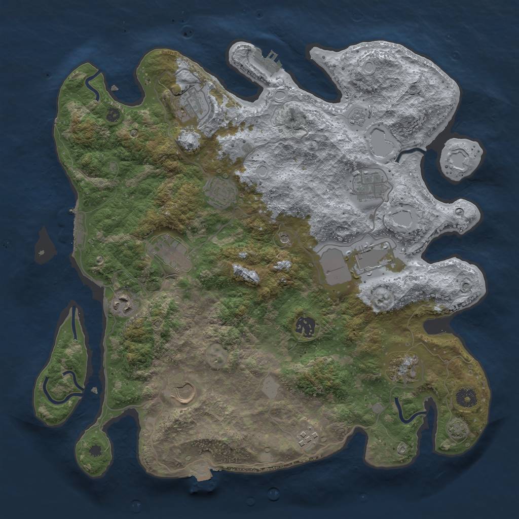 Rust Map: Procedural Map, Size: 3800, Seed: 10764555, 18 Monuments