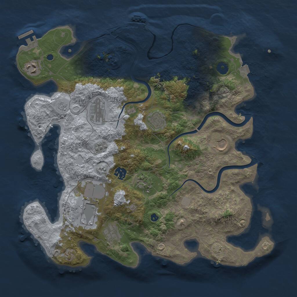 Rust Map: Procedural Map, Size: 3750, Seed: 458848027, 15 Monuments