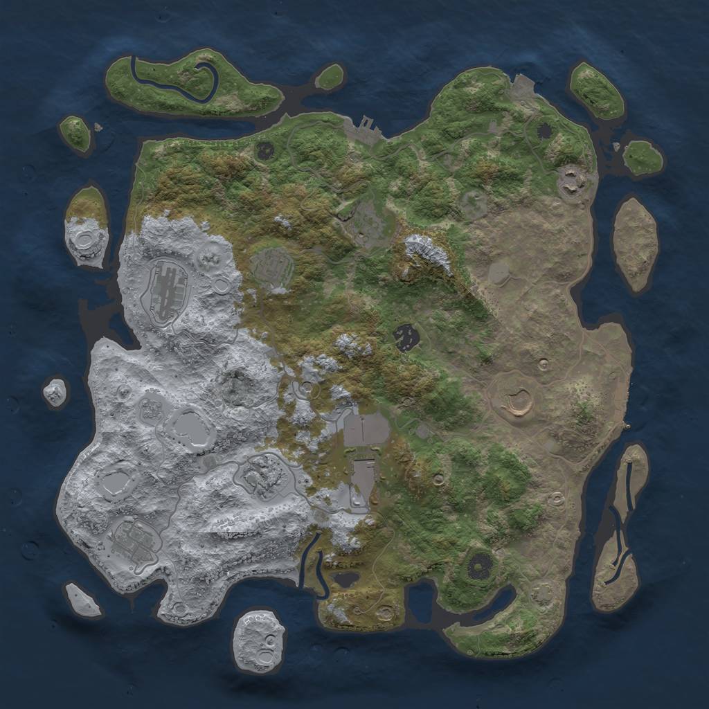 Rust Map: Procedural Map, Size: 3999, Seed: 3554671, 17 Monuments