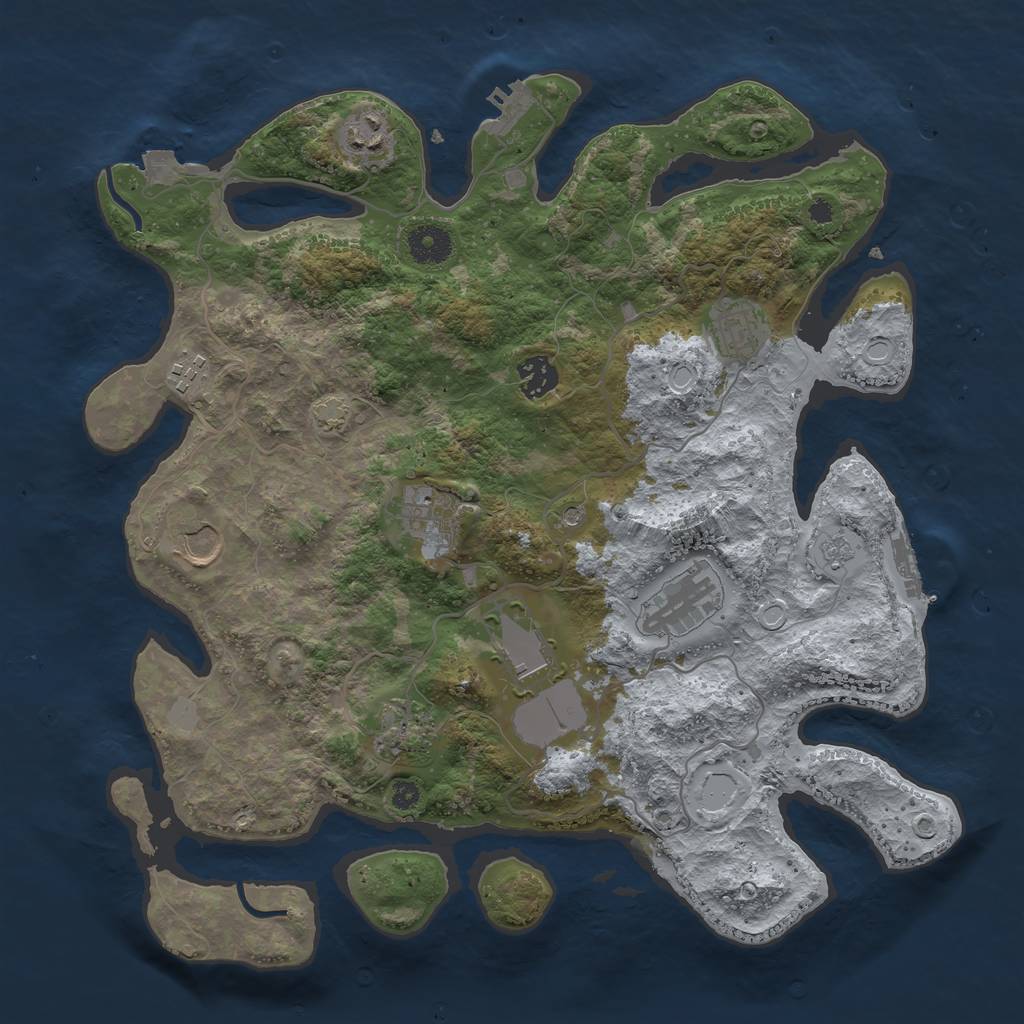 Rust Map: Procedural Map, Size: 3700, Seed: 341143658, 17 Monuments