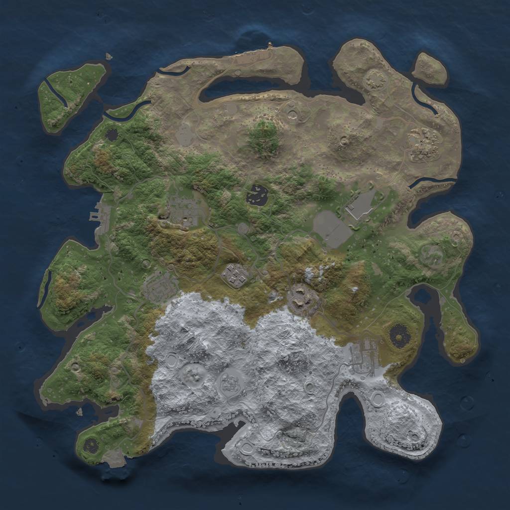 Rust Map: Procedural Map, Size: 3500, Seed: 581347031, 16 Monuments