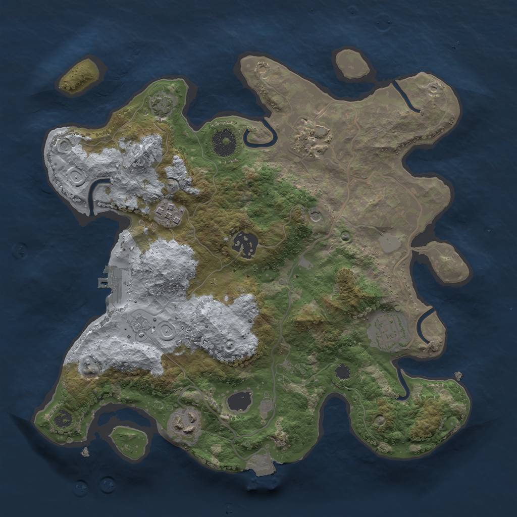 Rust Map: Procedural Map, Size: 3000, Seed: 8273, 12 Monuments
