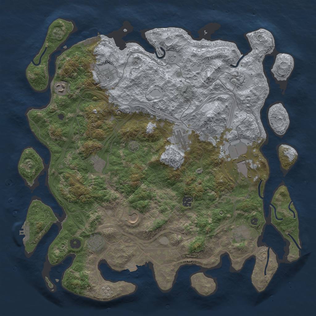 Rust Map: Procedural Map, Size: 4400, Seed: 54588301, 19 Monuments