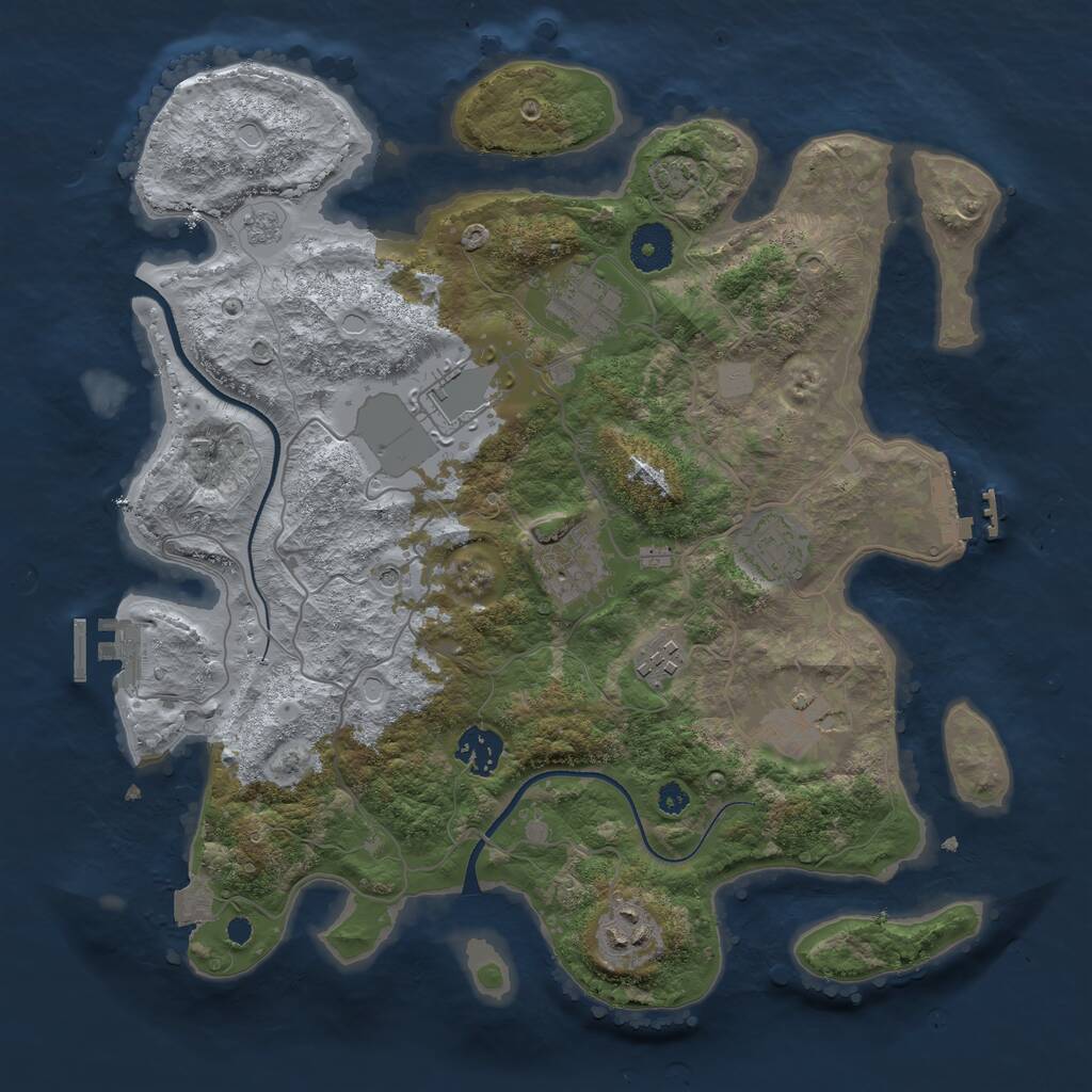 Rust Map: Procedural Map, Size: 3500, Seed: 74984042, 14 Monuments