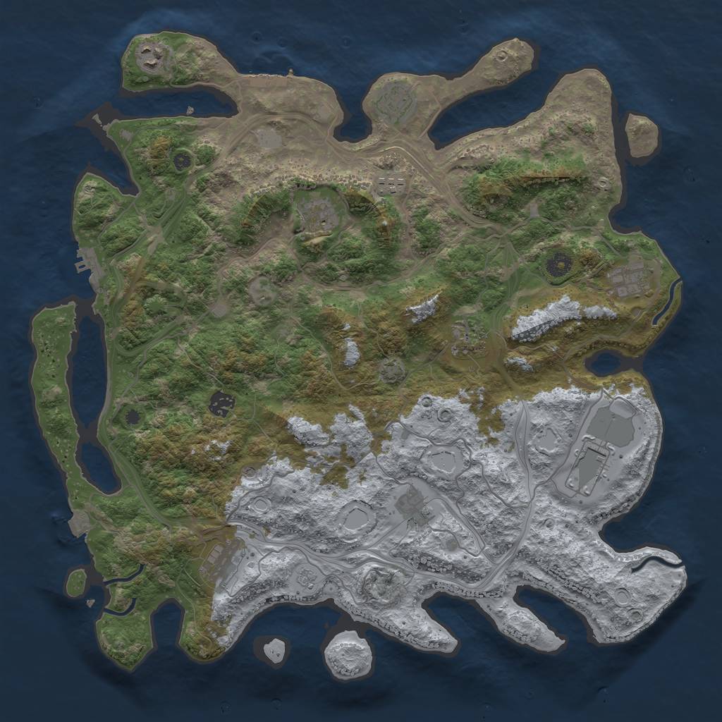 Rust Map: Procedural Map, Size: 4300, Seed: 80299386, 18 Monuments
