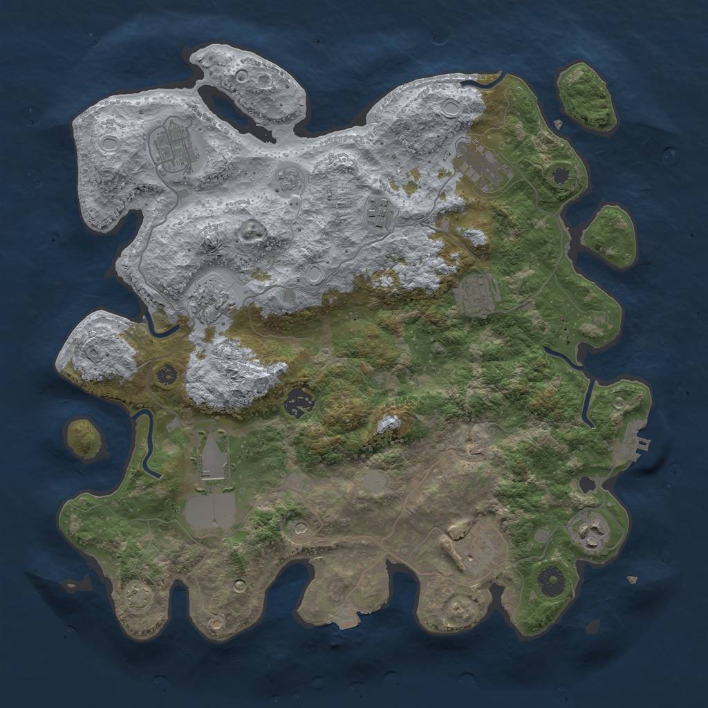 Rust Map: Procedural Map, Size: 3700, Seed: 38020432, 16 Monuments