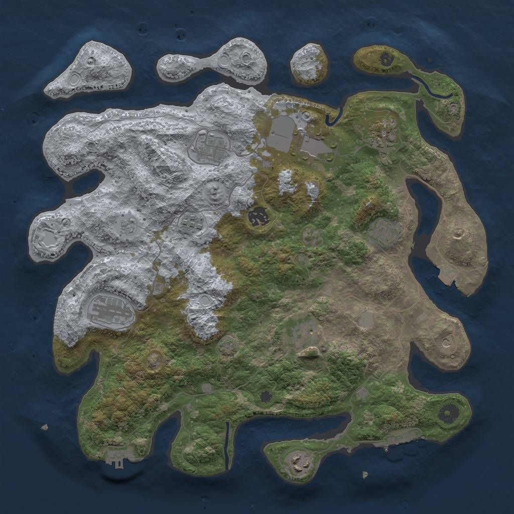 Rust Map: Procedural Map, Size: 3850, Seed: 38140913, 17 Monuments