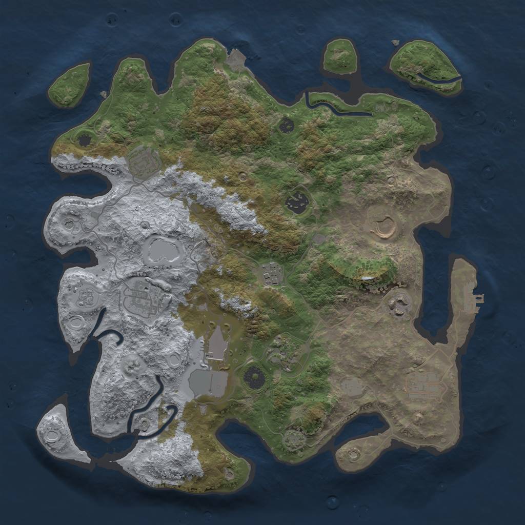 Rust Map: Procedural Map, Size: 3650, Seed: 22529274, 16 Monuments