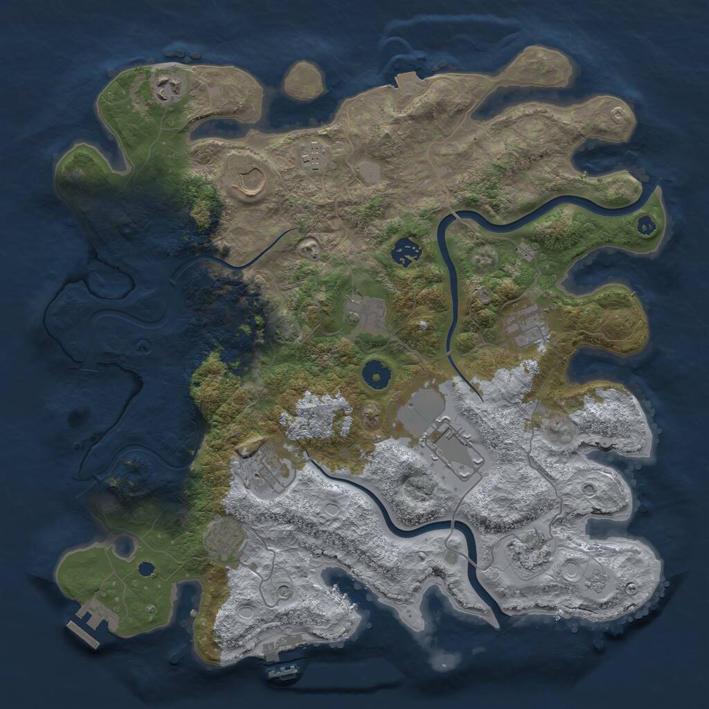 Rust Map: Procedural Map, Size: 3800, Seed: 65199564, 16 Monuments