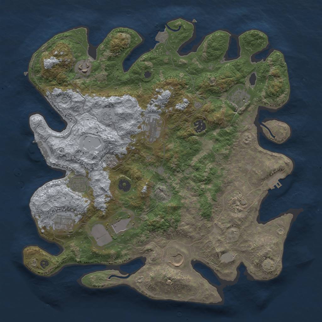 Rust Map: Procedural Map, Size: 3850, Seed: 79838136, 18 Monuments