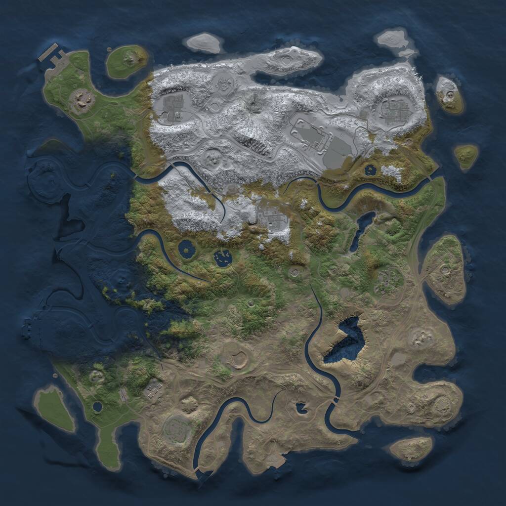 Rust Map: Procedural Map, Size: 4300, Seed: 36555166, 16 Monuments
