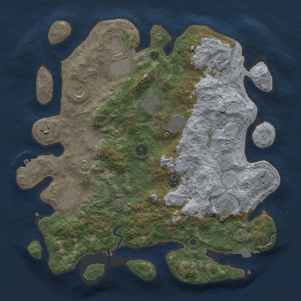 Rust Map: Procedural Map, Size: 3900, Seed: 58088978, 16 Monuments